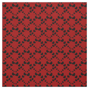 Black Hearts on Red Fabric