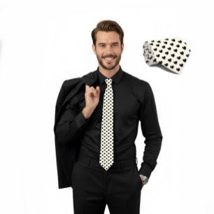 Black hearts patterned tie