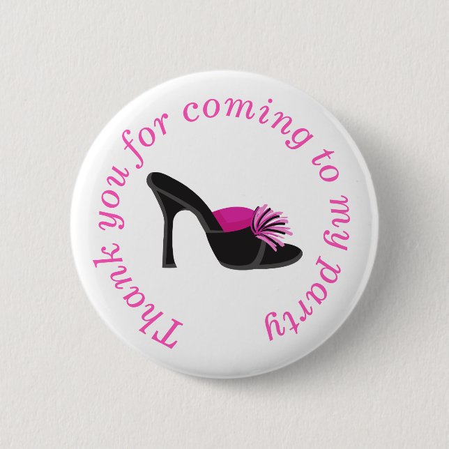 Black Heels Shoes 'Thank you for coming' 6 Cm Round Badge (Front)
