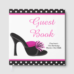 Black Heels Shoes with Black Polka Dots Guest Book