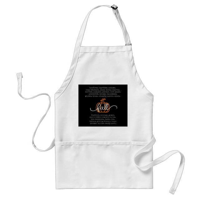 Black Hello Fall Definition Words Pumpkin Autumn  Standard Apron (Front)