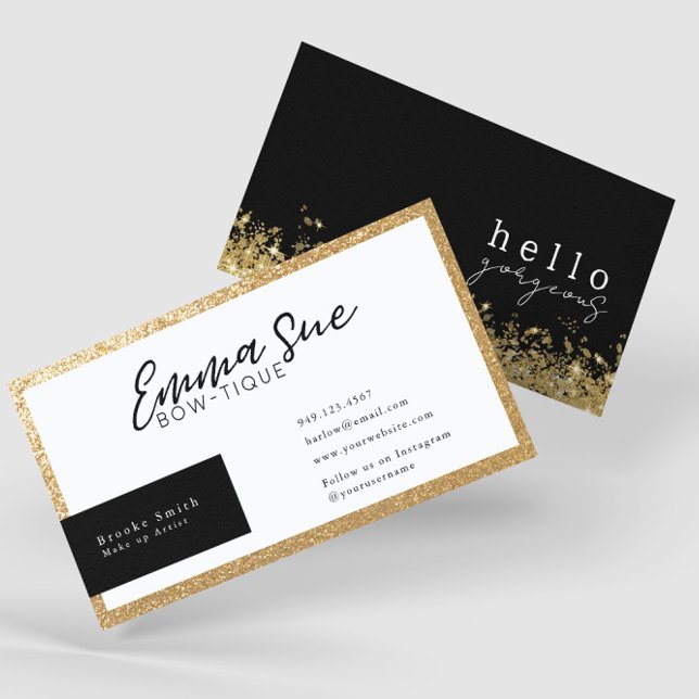 Black Hello Gorgeous Elegant Luxury Add Your Logo  Business Card (Creator Uploaded)