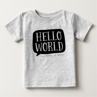 Black Hello World Personalised Name Baby T-Shirt