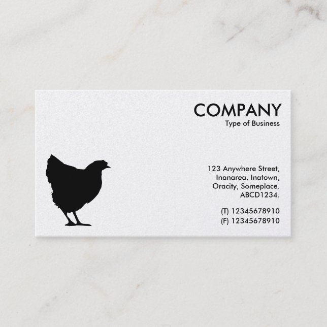Black Hen Symbol - White (Platinum Card) Business Card (Front)