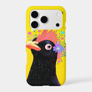 Black Hen with Flowers