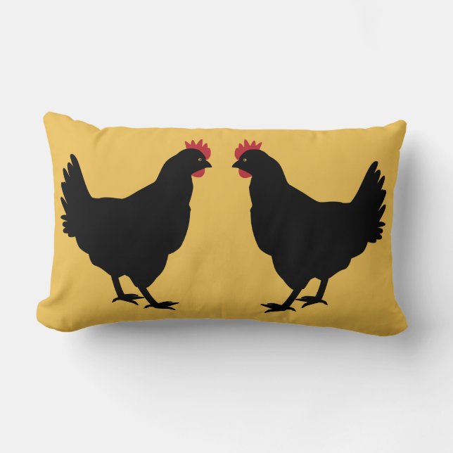 Black Hens Lumbar Cushion (Front)