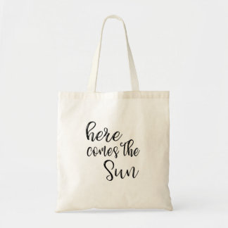 Black "Here Comes The Sun" Tote Bag