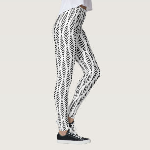 Black herring bone geometrical seamless pattern leggings