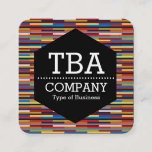 Black Hexagon -  Colourful Stripes Square Business Card