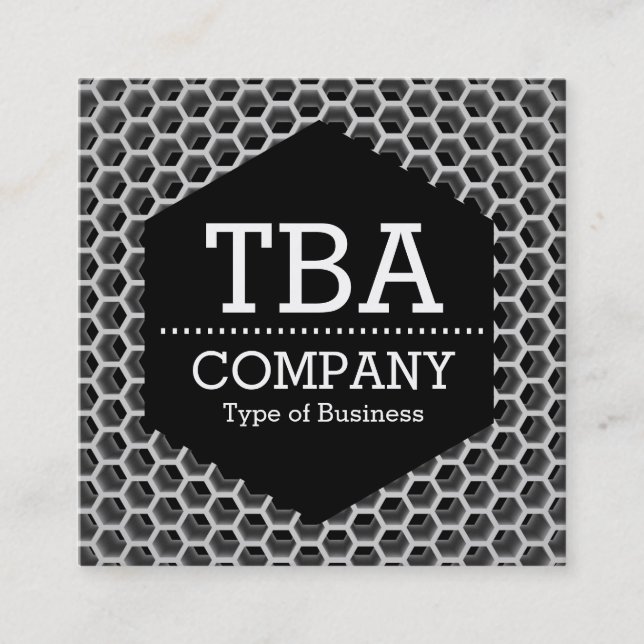 Black Hexagon - Honeycomb Square Business Card (Front)