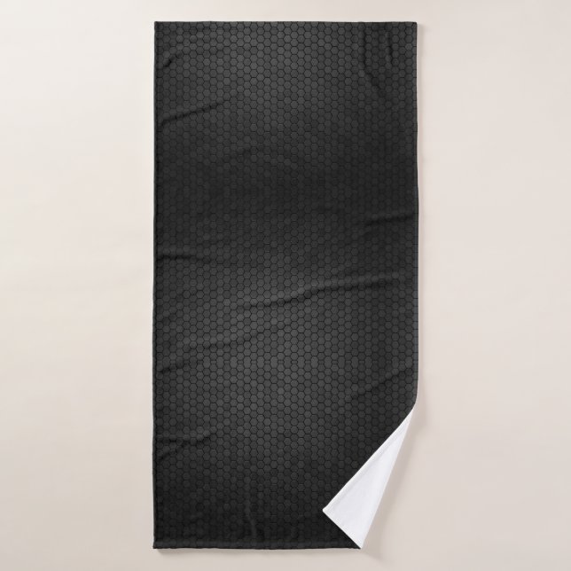 Black Hexagon Shape Design Bath Towel (Bath Towel)