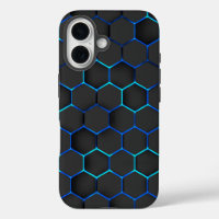 Black hexagons on blue light