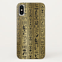 Black hieroglyphs pattern on Ancient Gold
