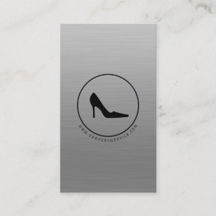 Black High Heel Shoe Silver Business Card