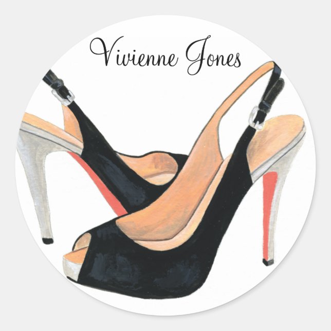 Black High Heels Personalised Sticker (Front)