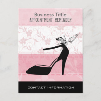 Black High Heels Stiletto Shoes on Pink Floral Postcard