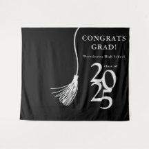 Black High School Graduation Party Photo Backdrop