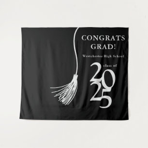 Black High School Graduation Party Photo Backdrop Tapestry