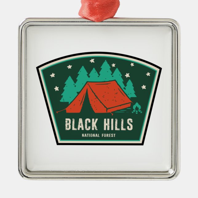 Black Hills National Forest Camping Metal Tree Decoration (Front)