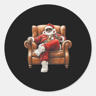 Black Hip Hop Santa Claus African American Santa Classic Round Sticker