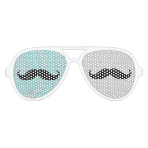 Black Hipster Moustaches Aviator Sunglasses