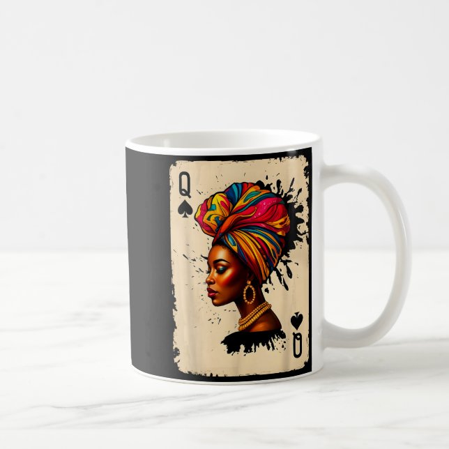 Black History African Melanin Queen Card Proud Gir Coffee Mug (Right)