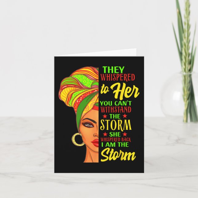 Black History African Woman Afro I Am The Storm  Card (Front)