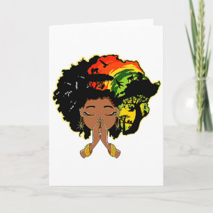 Black History Afro Woman Praying God Melanin Queen Card