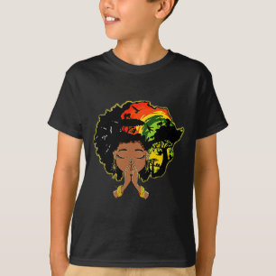 Black History Afro Woman Praying God Melanin Queen T-Shirt