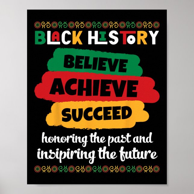 Black History Believe Achieve Succeed And Honourin Poster (Front)