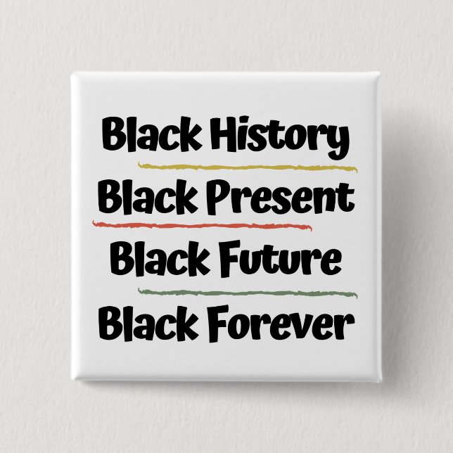 Black History Black Forever Square Button (Front)