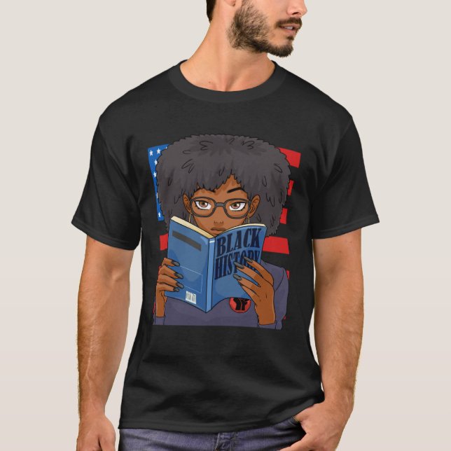 Black History Book Panther Party Patriotic Afro 19 T-Shirt (Front)
