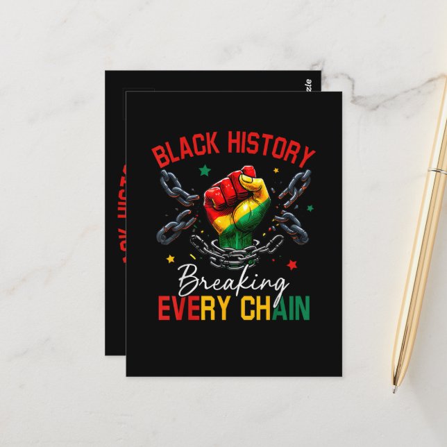 Black History Breaking Every Chain  Postcard (Front/Back In Situ)