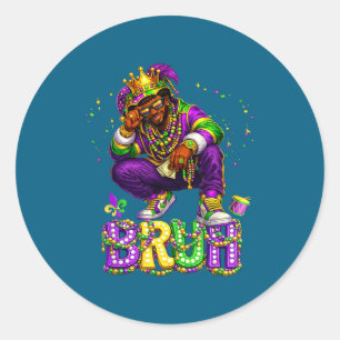 Black History Bruh Mardi Gras Classic Round Sticker