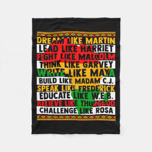 Black History Dream Like Leaders Women Men African Fleece Blanket