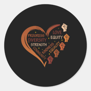 Black History Fists Diversity Equity Melanin Afric Classic Round Sticker