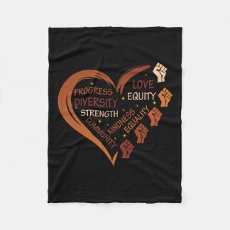 Black History Fists Diversity Equity Melanin Afric Fleece Blanket
