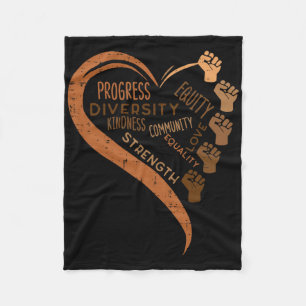 Black History Fists Diversity Equity Melanin Afric Fleece Blanket