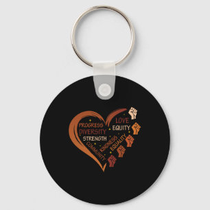 Black History Fists Diversity Equity Melanin Afric Key Ring