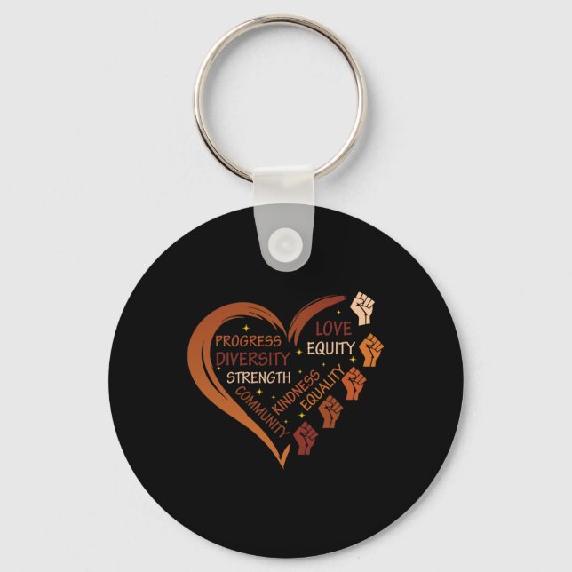 Black History Fists Diversity Equity Melanin Afric Key Ring (Front)