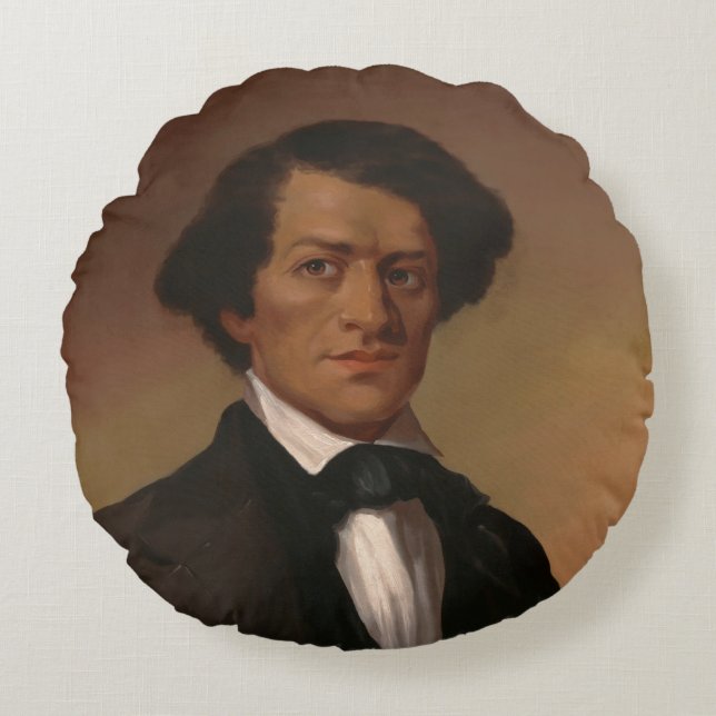 Black History: Fred Douglass Civil Rights 1845 Round Cushion (Front)