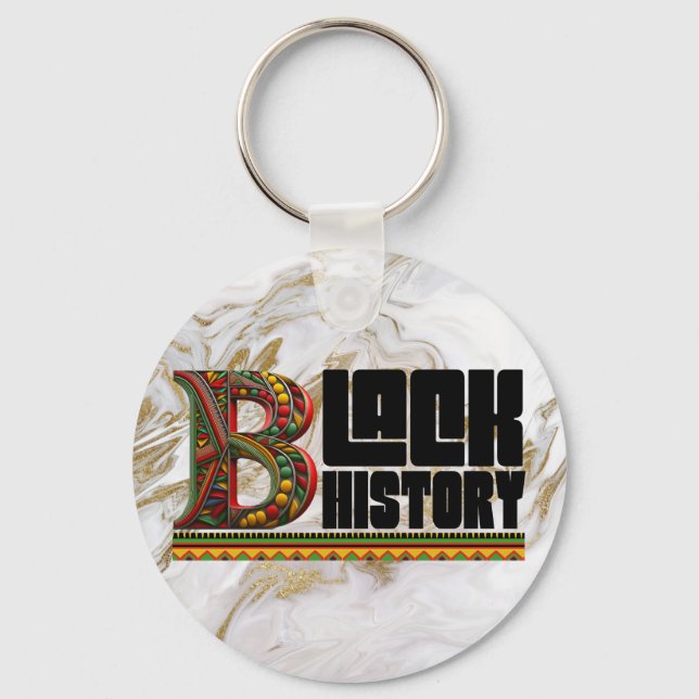 Black History Gold Marble Keychain Black History  (Front)