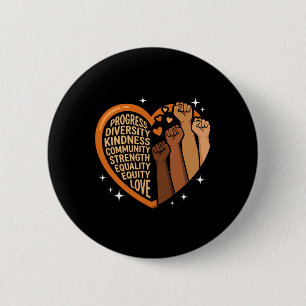 Black History Heart Fists Diversity Equity Melanin 6 Cm Round Badge