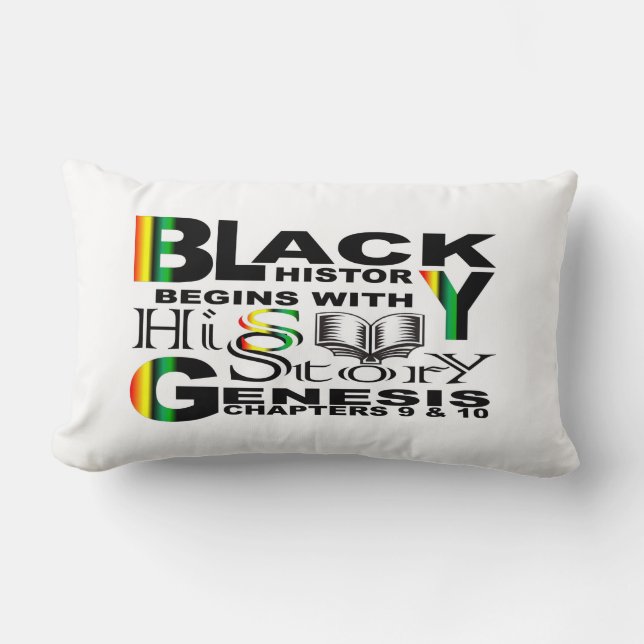 Black History - HisStory - BlkBg Lumbar Pillow (Front)