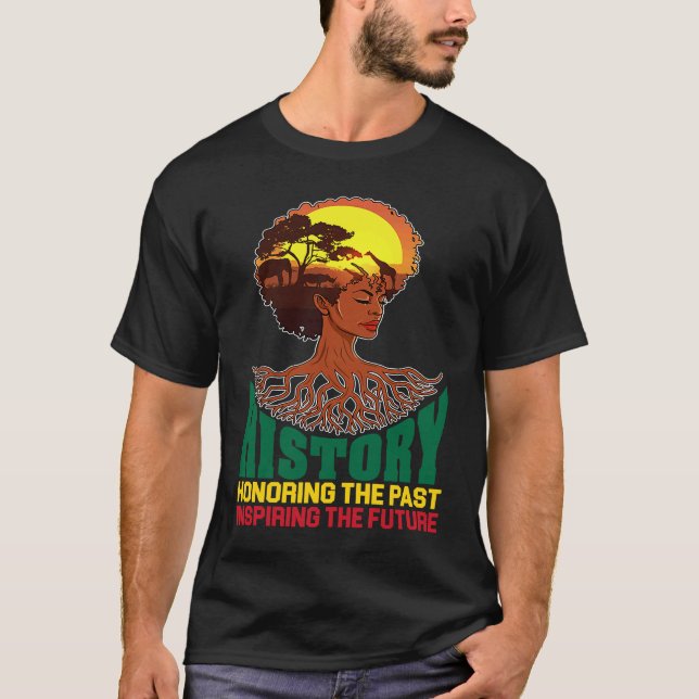 Black History Honoring Past Inspiring Future Melan T-Shirt (Front)