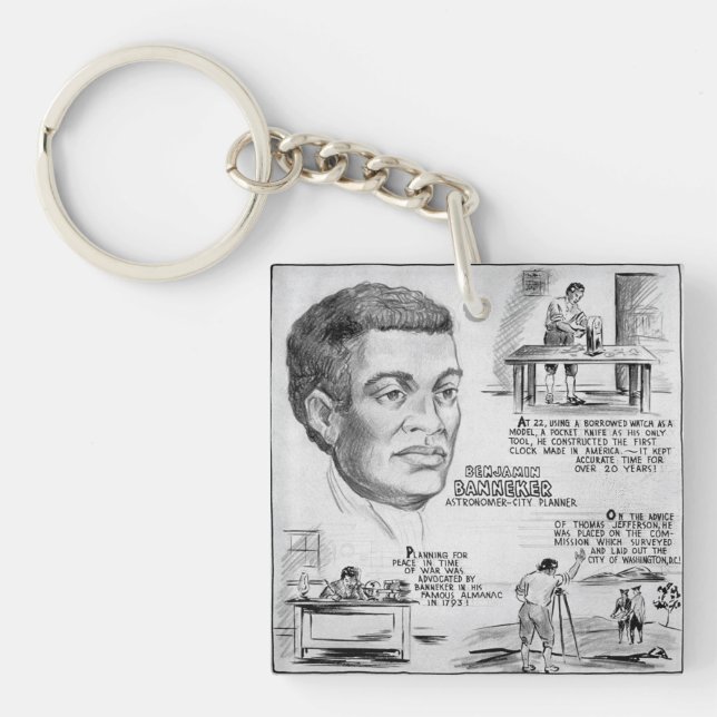 Black History Icon: Benjamin Banneker, Scientist Key Ring (Front)
