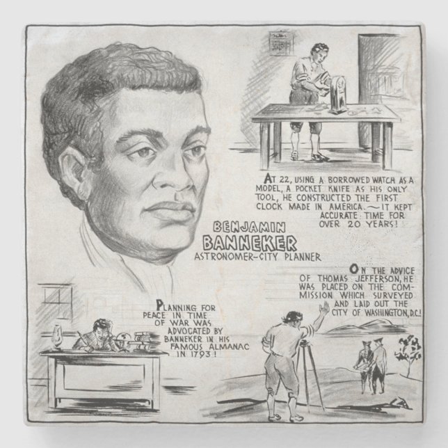 Black History Icon: Benjamin Banneker, Scientist Stone Coaster (Front)