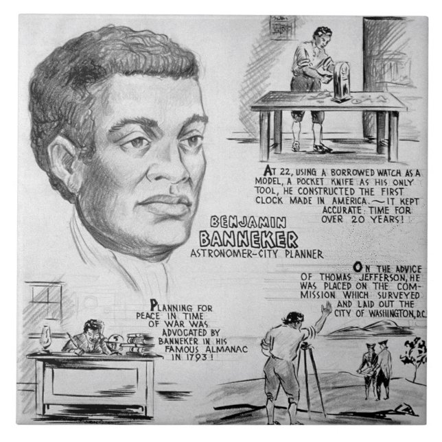 Black History Icon: Benjamin Banneker, Scientist Tile (Front)
