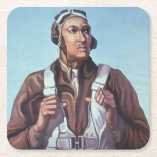 Black History Icons: Aviators of WW2, US Pilots Square Paper Coaster