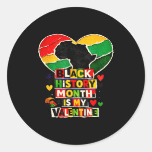 Black history is my valentine afro heart pride classic round sticker